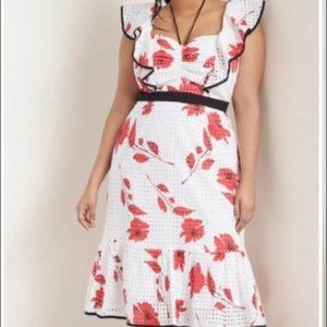 Eloquii Ruffle Sleeve Printed Eyelet Dress